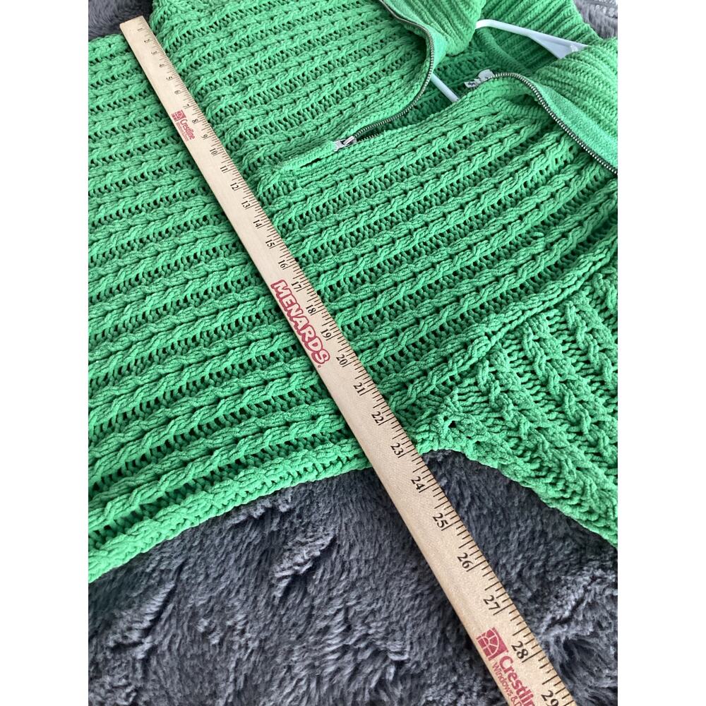 Aerie chunky cable knit quarter‎ zip sweater green soft oversized fit size xs - Picture 8 of 11